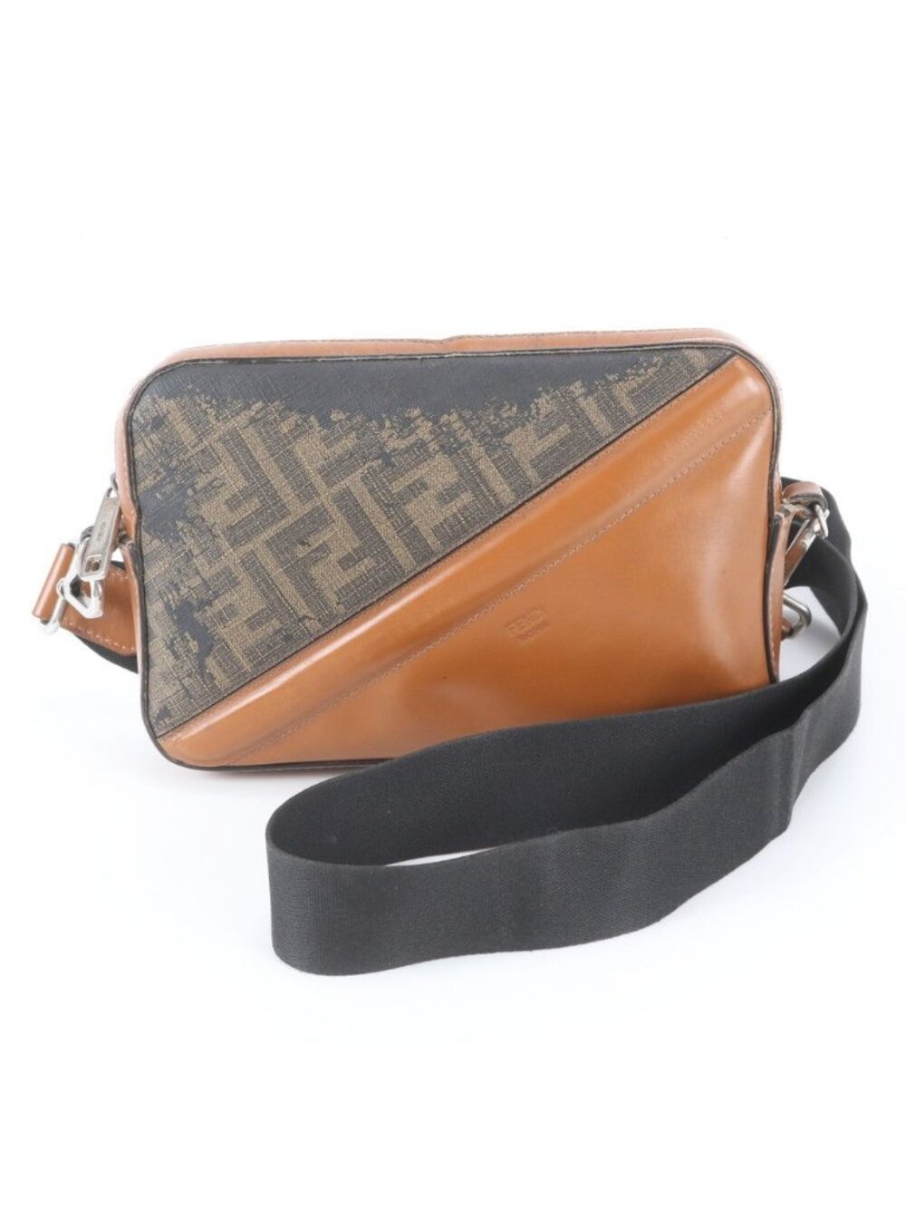 Fendi Zucca Leather Shoulder Bag Crossbody Messenger Business